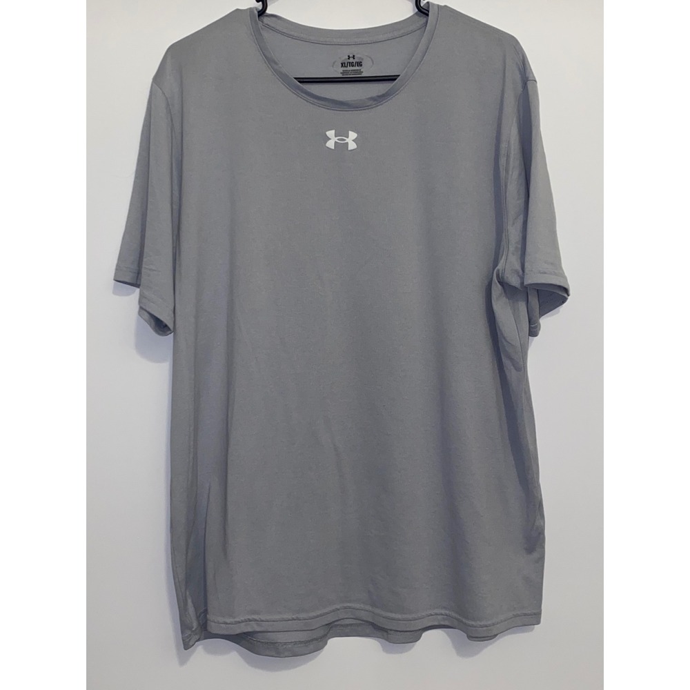 Under Armour Mens XL Gray HeatGear Short Sleeve Athletic T-Shirt Training Top